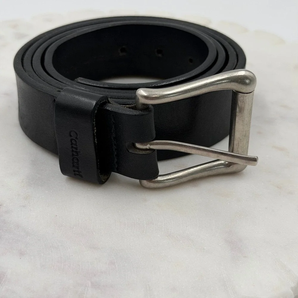 Carhartt Men A92 BLK Black Top Grain English Bridle Leather Belt Made in USA 42